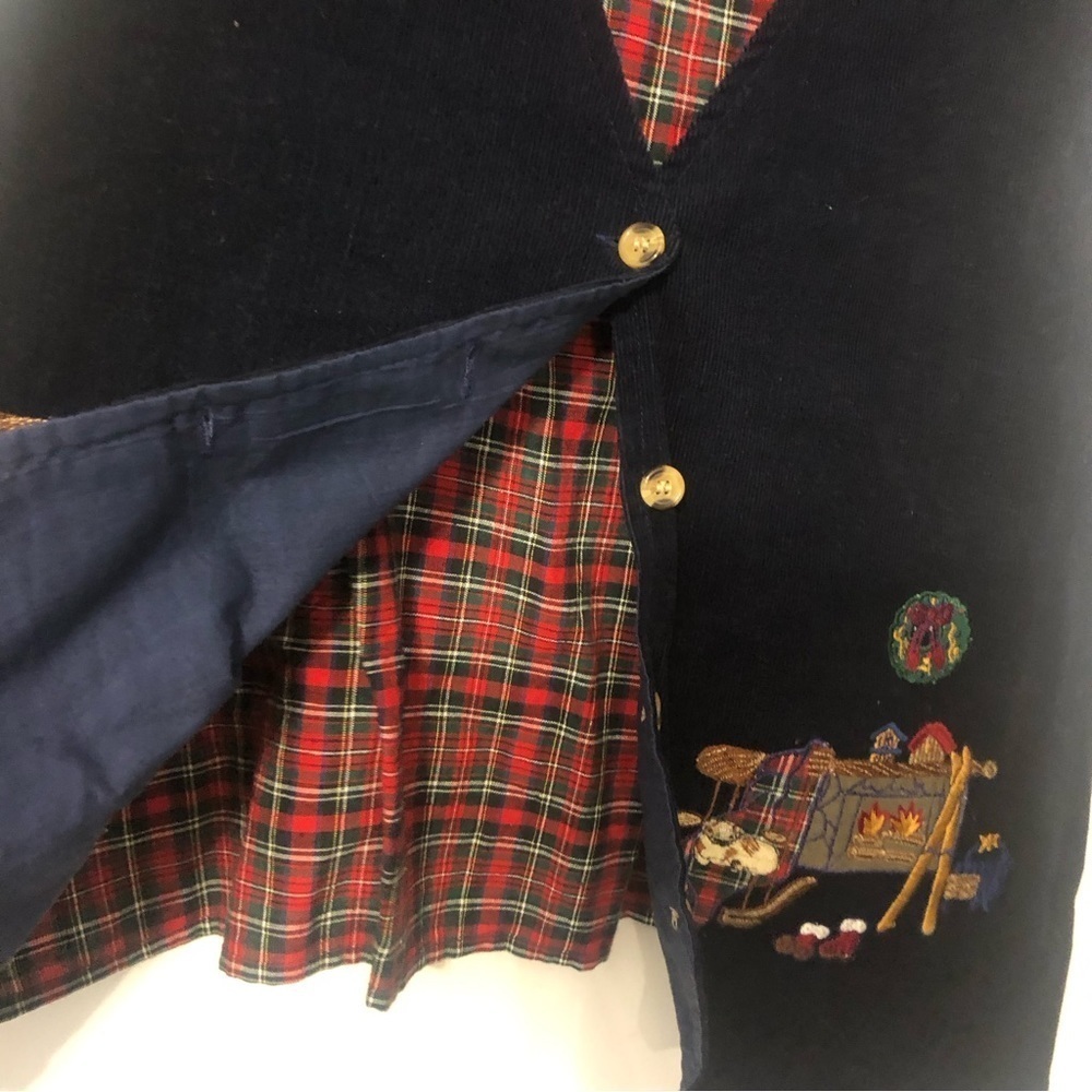 Vintage Velvet Christmas Embroidered Vest XL - Picture 4 of 6
